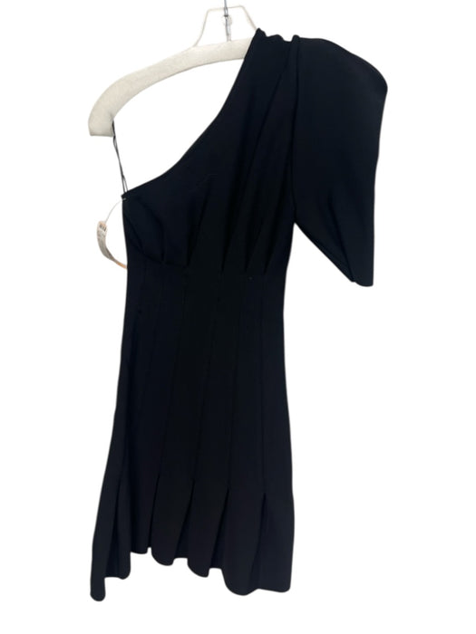 Misha Collection Size 2 Black Rayon & Polyester One Sleeve Pleated Mini Dress Black / 2