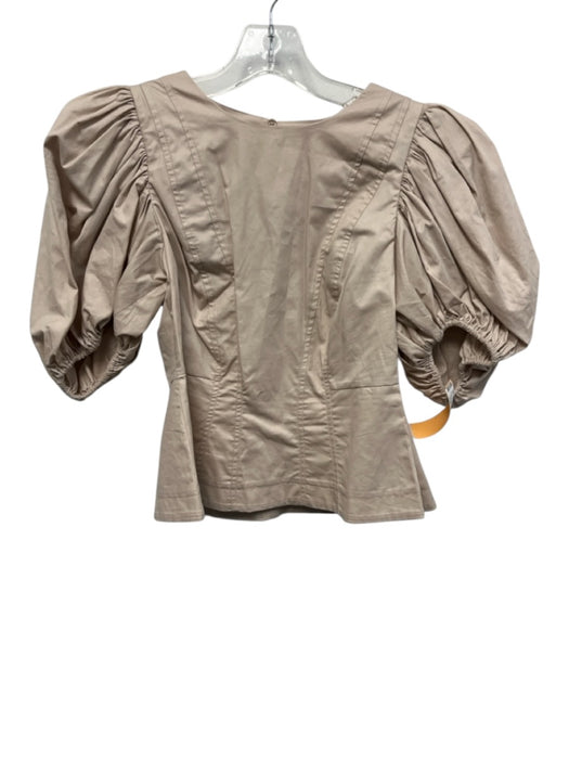 En Saison Size XS Blush Pink Cotton Short Puff Sleeve Side Zip Flare Hem Top Blush Pink / XS