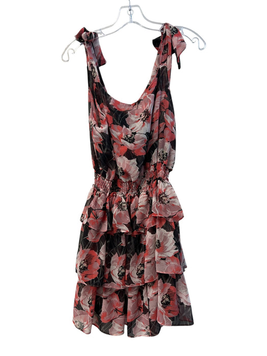 Misa Size M Black & Red Viscose Sleeveless tie strap Elastic Waist Floral Dress Black & Red / M