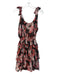 Misa Size M Black & Red Viscose Sleeveless tie strap Elastic Waist Floral Dress Black & Red / M