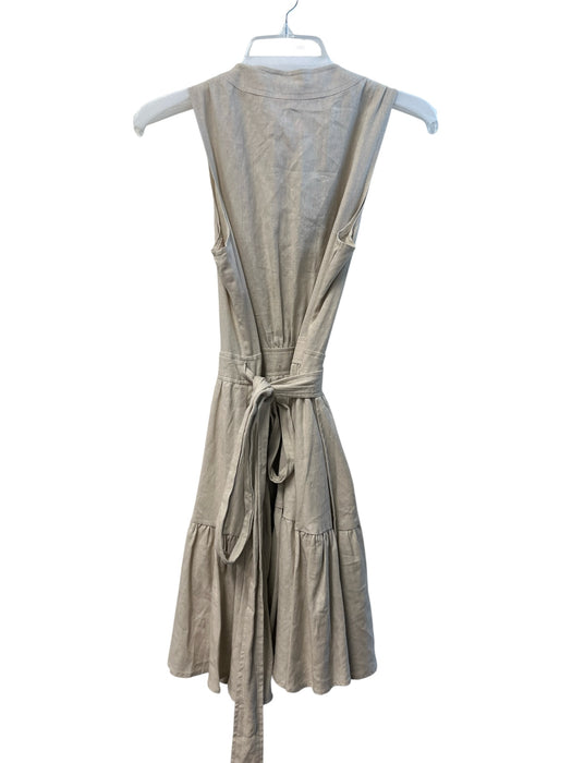 Christian Lacroix Size S Beige Linen & Rayon Sleeveless Deep V neck Mini Dress Beige / S