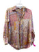 Zara Size XS Pink & Multi Polyester Collared Button Down Floral Long Sleeve Top Pink & Multi / XS