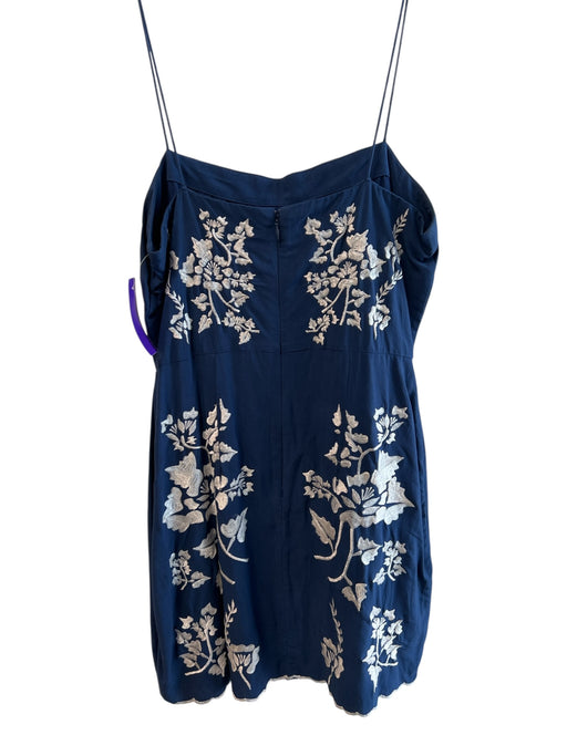 Lovers + Friends Size Small Navy & white Cotton Blend Back Zip Embroidered Dress Navy & white / Small