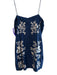 Lovers + Friends Size Small Navy & white Cotton Blend Back Zip Embroidered Dress Navy & white / Small