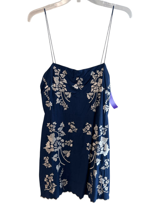 Lovers + Friends Size Small Navy & white Cotton Blend Back Zip Embroidered Dress Navy & white / Small