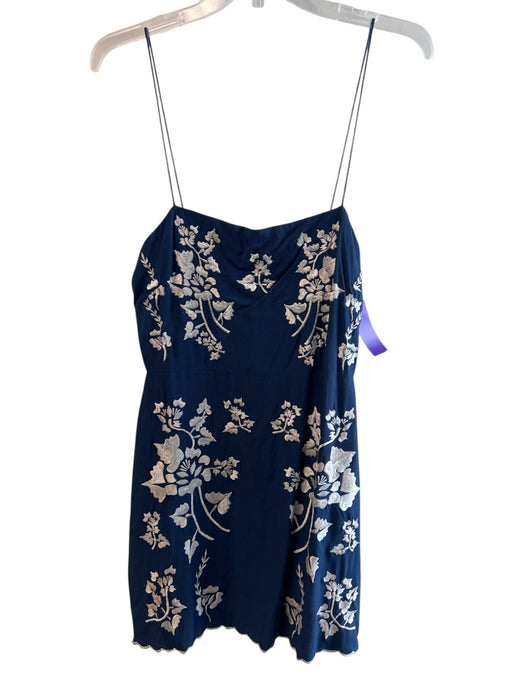 Lovers + Friends Size Small Navy & white Cotton Blend Back Zip Embroidered Dress Navy & white / Small