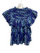 Ro's Garden Size M Blue Multi Cotton Button Up Tiered Short Sleeve Top Blue Multi / M