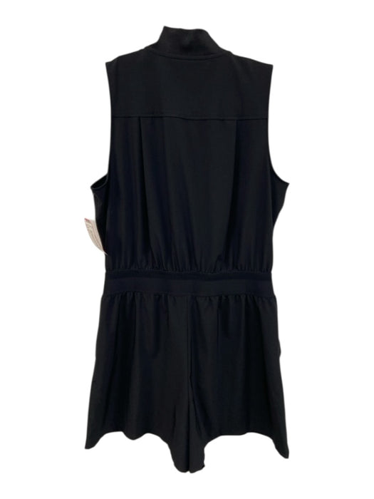 Athleta Size 8 Black Polyester Blend Zip Up Elastic Waist Sleeveless Romper Black / 8