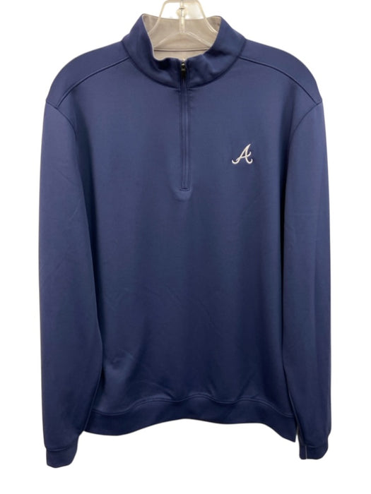 Johnnie O Size S Blue Synthetic Braves Quarter Zip Athleisure Long Sleeve Shirt Blue / S