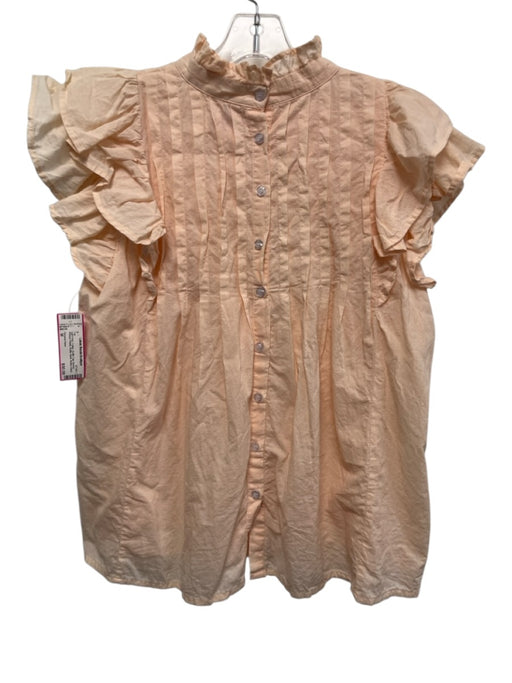 Victoria Dunn Size M Light Pink Cotton Ruffle Cap Sleeve Pintuck Pleats Top Light Pink / M