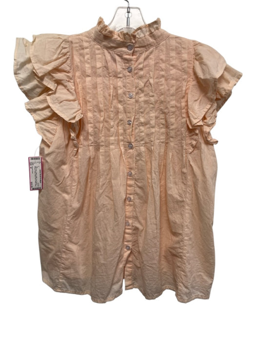 Victoria Dunn Size M Light Pink Cotton Ruffle Cap Sleeve Pintuck Pleats Top Light Pink / M