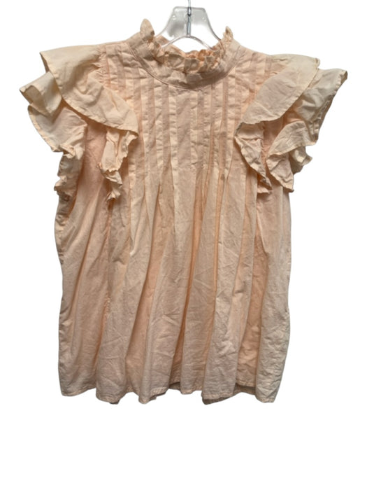 Victoria Dunn Size M Light Pink Cotton Ruffle Cap Sleeve Pintuck Pleats Top Light Pink / M