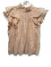 Victoria Dunn Size M Light Pink Cotton Ruffle Cap Sleeve Pintuck Pleats Top Light Pink / M