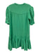 Oliphant Size S Light Green Cotton Puff Short Sleeve V Neck Front strings Dress Light Green / S