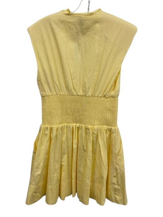 Anthropologie Size S Butter Yellow Cotton V Neck Front Zip Elastic Waist Dress Butter Yellow / S