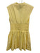 Anthropologie Size S Butter Yellow Cotton V Neck Front Zip Elastic Waist Dress Butter Yellow / S