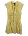 Anthropologie Size S Butter Yellow Cotton V Neck Front Zip Elastic Waist Dress Butter Yellow / S