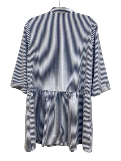 Tuckernuck Size M blue and white Polyester Half Button Crew Neck Striped Dress blue and white / M