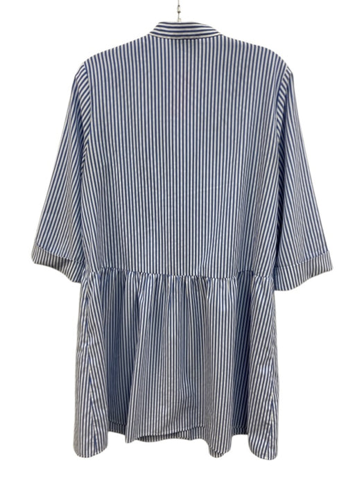 Tuckernuck Size M blue and white Polyester Half Button Crew Neck Striped Dress blue and white / M