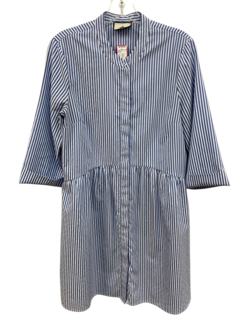 Tuckernuck Size M blue and white Polyester Half Button Crew Neck Striped Dress blue and white / M