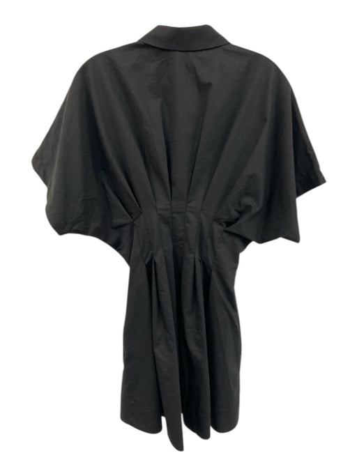Exquise Size S Black Polyester Blend Collar Neck Waist Pleats Short Sleeve Dress Black / S