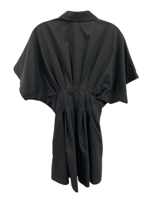 Exquise Size S Black Polyester Blend Collar Neck Waist Pleats Short Sleeve Dress Black / S