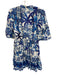 Farm Rio Size M blue and white Cotton Blend Tropical Print Button Down Dress blue and white / M