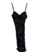Liv Foster Size 0 Black Polyester Spaghetti Strap Padding Pleat Detail Gown Black / 0