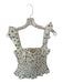 Needii Size M Cream & Blue Cotton Sleeveless smocked Flowers Peplum Top Cream & Blue / M