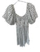 Minkpink Size M White & Black Rayon Short Balloon Sleeve Flowers Smocked Dress White & Black / M