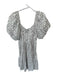 Minkpink Size M White & Black Rayon Short Balloon Sleeve Flowers Smocked Dress White & Black / M