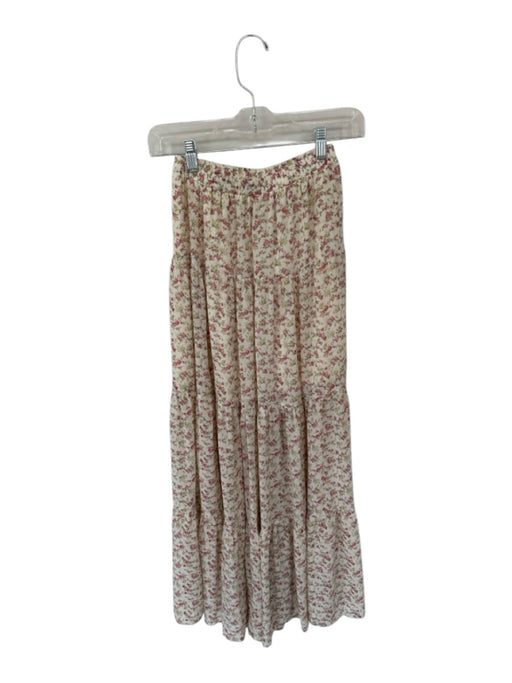 Lulus Size XXS Cream & Red Polyester Elastic Waist Flowers Lined Maxi Skirt Cream & Red / XXS