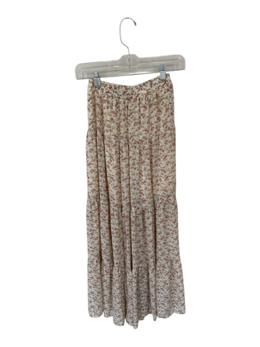 Lulus Size XXS Cream & Red Polyester Elastic Waist Flowers Lined Maxi Skirt Cream & Red / XXS