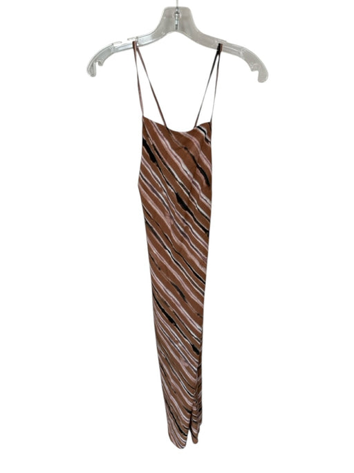 French Connection Size 0 Brown & Purple Viscose Blend Halter Neck Lines Dress Brown & Purple / 0