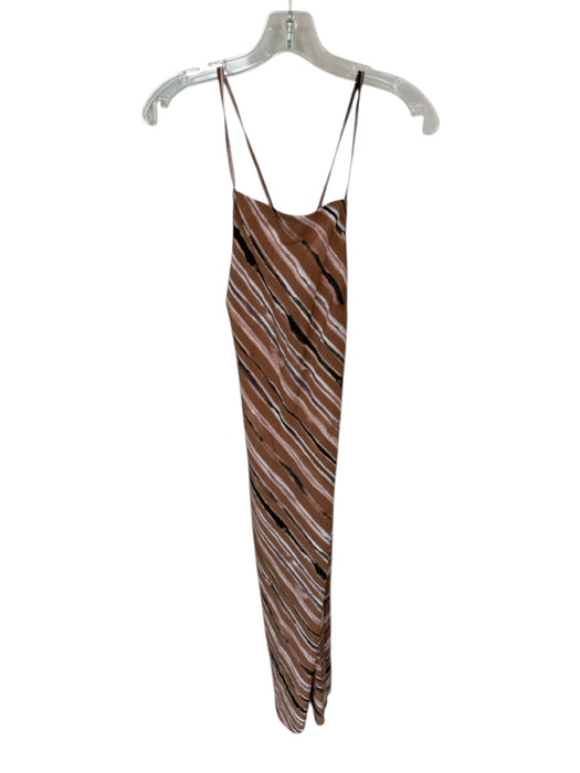 French Connection Size 0 Brown & Purple Viscose Blend Halter Neck Lines Dress Brown & Purple / 0