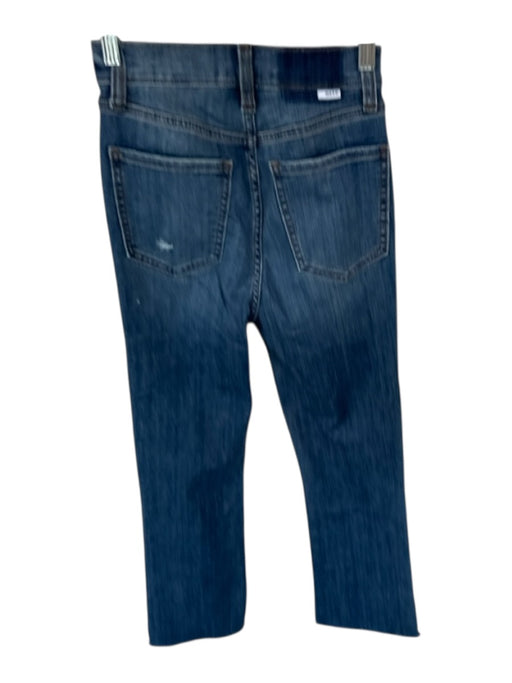 DAZE Size 24 Dark Wash Cotton Blend High Waist Bootcut Raw Hem Jeans Dark Wash / 24