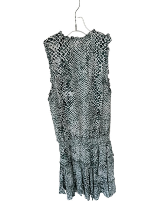 Buddy Love Size XS Green & White Rayon Sleeveless Snake Print Ruffles Dress Green & White / XS