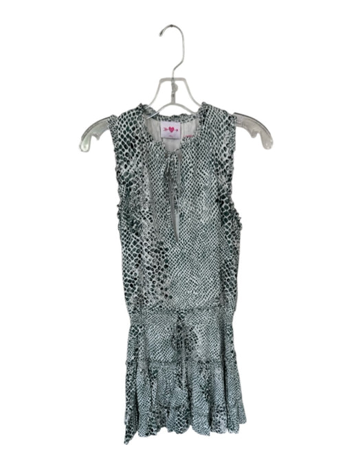 Buddy Love Size XS Green & White Rayon Sleeveless Snake Print Ruffles Dress Green & White / XS