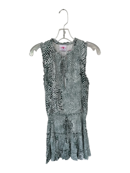 Buddy Love Size XS Green & White Rayon Sleeveless Snake Print Ruffles Dress Green & White / XS