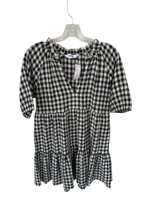 BB Dakota Size XS Cream & Black Polyester Blend Short Balloon Sleeve Dress Cream & Black / XS
