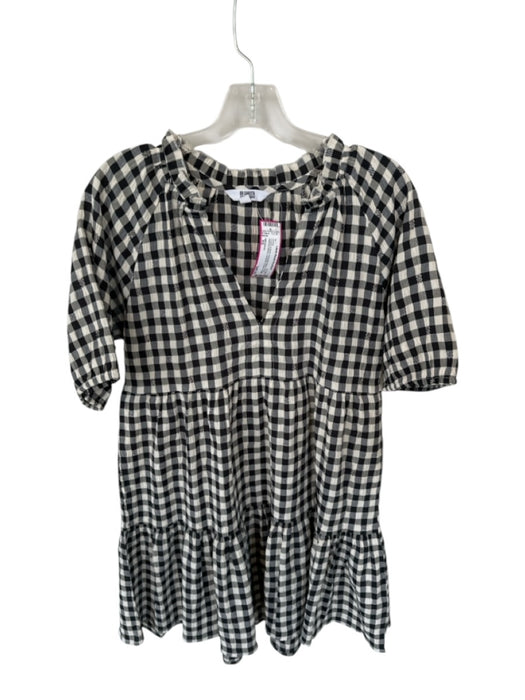 BB Dakota Size XS Cream & Black Polyester Blend Short Balloon Sleeve Dress Cream & Black / XS