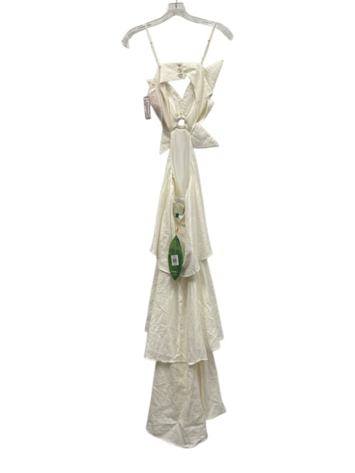 Farm Rio Size XXS Cream White Linen Blend Cutout Design Spaghetti Strap Dress Cream White / XXS