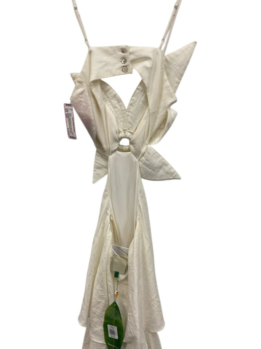 Farm Rio Size XXS Cream White Linen Blend Cutout Design Spaghetti Strap Dress Cream White / XXS