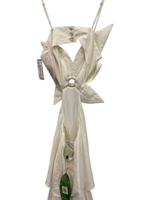 Farm Rio Size XXS Cream White Linen Blend Cutout Design Spaghetti Strap Dress Cream White / XXS