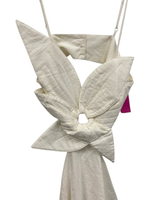 Farm Rio Size XXS Cream White Linen Blend Cutout Design Spaghetti Strap Dress Cream White / XXS