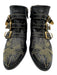 Chloe Shoe Size 38.5 Black & Gold Tone Leather Upper Studded Side Zip Booties Black & Gold Tone / 38.5
