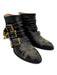 Chloe Shoe Size 38.5 Black & Gold Tone Leather Upper Studded Side Zip Booties Black & Gold Tone / 38.5