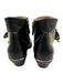 Chloe Shoe Size 38.5 Black & Gold Tone Leather Upper Studded Side Zip Booties Black & Gold Tone / 38.5