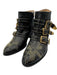 Chloe Shoe Size 38.5 Black & Gold Tone Leather Upper Studded Side Zip Booties Black & Gold Tone / 38.5