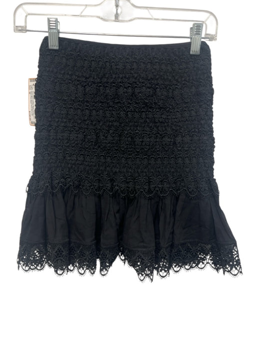 Charo Ruiz Ibiza Size M Black Cotton Blend Elastic Waist Gathered Mini Skirt Black / M